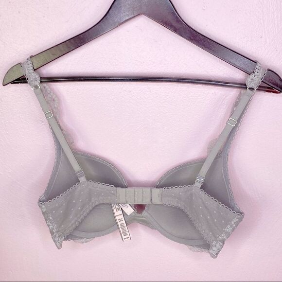 Victoria’s Secret Dream Angels Push Up Bra Lace Polka Dot Convertible Gray 32D - Picture 10 of 13